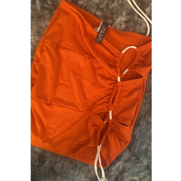 Orange trendy two piece summer skirt set - Picture 3 of 6